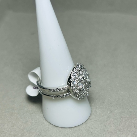 Bomb Part diamond cubic zirconia ring on Rodium plating size 9 New - Picture 10 of 10